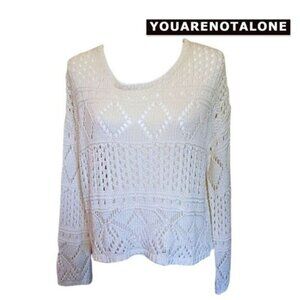 Youarenotalone Women's Long sleeves Open‎ Stitch Pullover Sweater